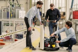 Gestalt Robotics was founded in 2016 by a rocket engineer, a robot expert and a vision expert. from left to right: Dr. Eugen Funk, Thomas Staufenbiel, Dr. Jens Lambrecht. Picture: Gestalt Robotics