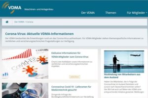 Tagesaktuelle Updates und Informationen zu den Auswirkungen des Coronavirus und COVID-19 stellt der VDMA auf seiner Webseite bereit: www.vdma.org/corona